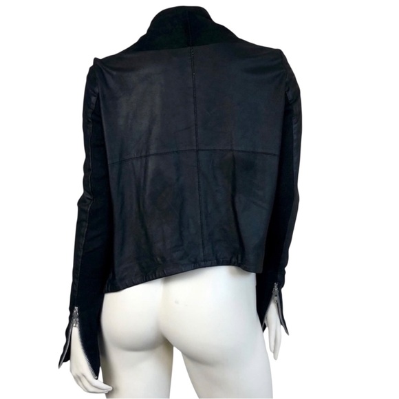 NWOT Muubaa Black Leather Moto Jacket Asymmetrical Zip - Picture 3 of 8